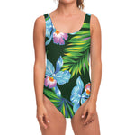 Tropical Orchid Flower Pattern Print One Piece Swimsuit