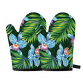Tropical Orchid Flower Pattern Print Oven Mitts
