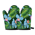 Tropical Orchid Flower Pattern Print Oven Mitts