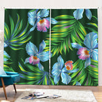 Tropical Orchid Flower Pattern Print Pencil Pleat Curtains