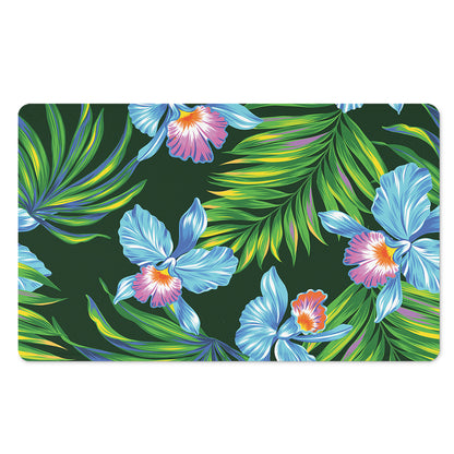 Tropical Orchid Flower Pattern Print Polyester Doormat