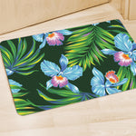 Tropical Orchid Flower Pattern Print Polyester Doormat