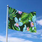 Tropical Orchid Flower Pattern Print Polyester Flag