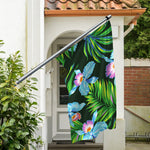 Tropical Orchid Flower Pattern Print Polyester Flag