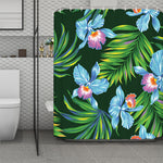 Tropical Orchid Flower Pattern Print Polyester Shower Curtain