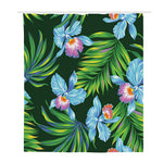 Tropical Orchid Flower Pattern Print Polyester Shower Curtain