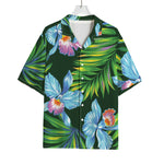 Tropical Orchid Flower Pattern Print Rayon Hawaiian Shirt