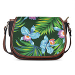 Tropical Orchid Flower Pattern Print Saddle Bag