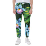 Tropical Orchid Flower Pattern Print Scuba Joggers