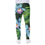 Tropical Orchid Flower Pattern Print Scuba Joggers