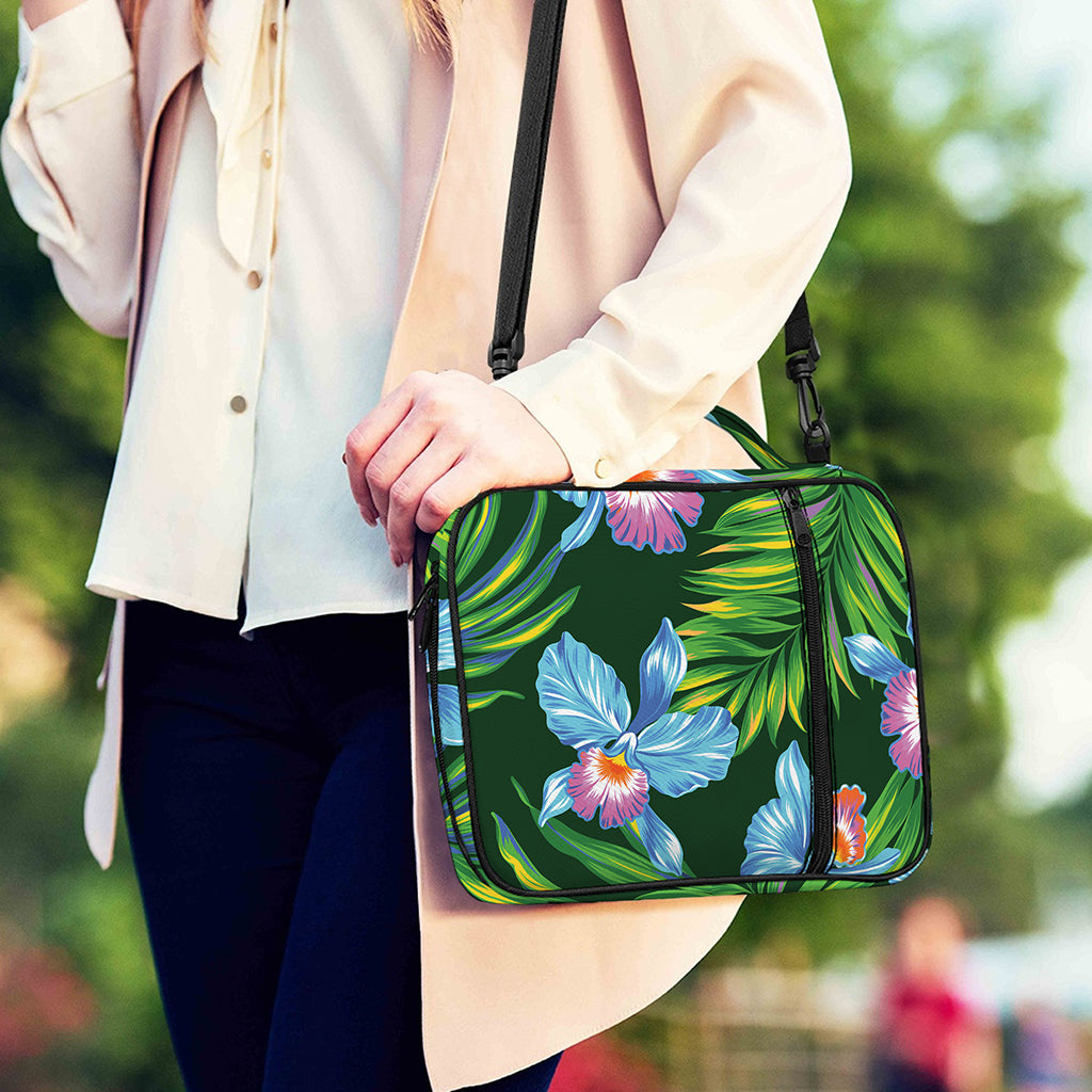 Tropical Orchid Flower Pattern Print Shoulder Strap Bible Bag
