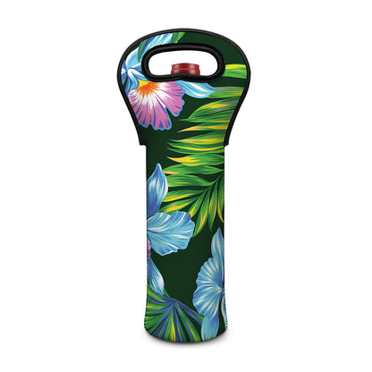 Tropical Orchid Flower Pattern Print Single Neoprene Wine Tote