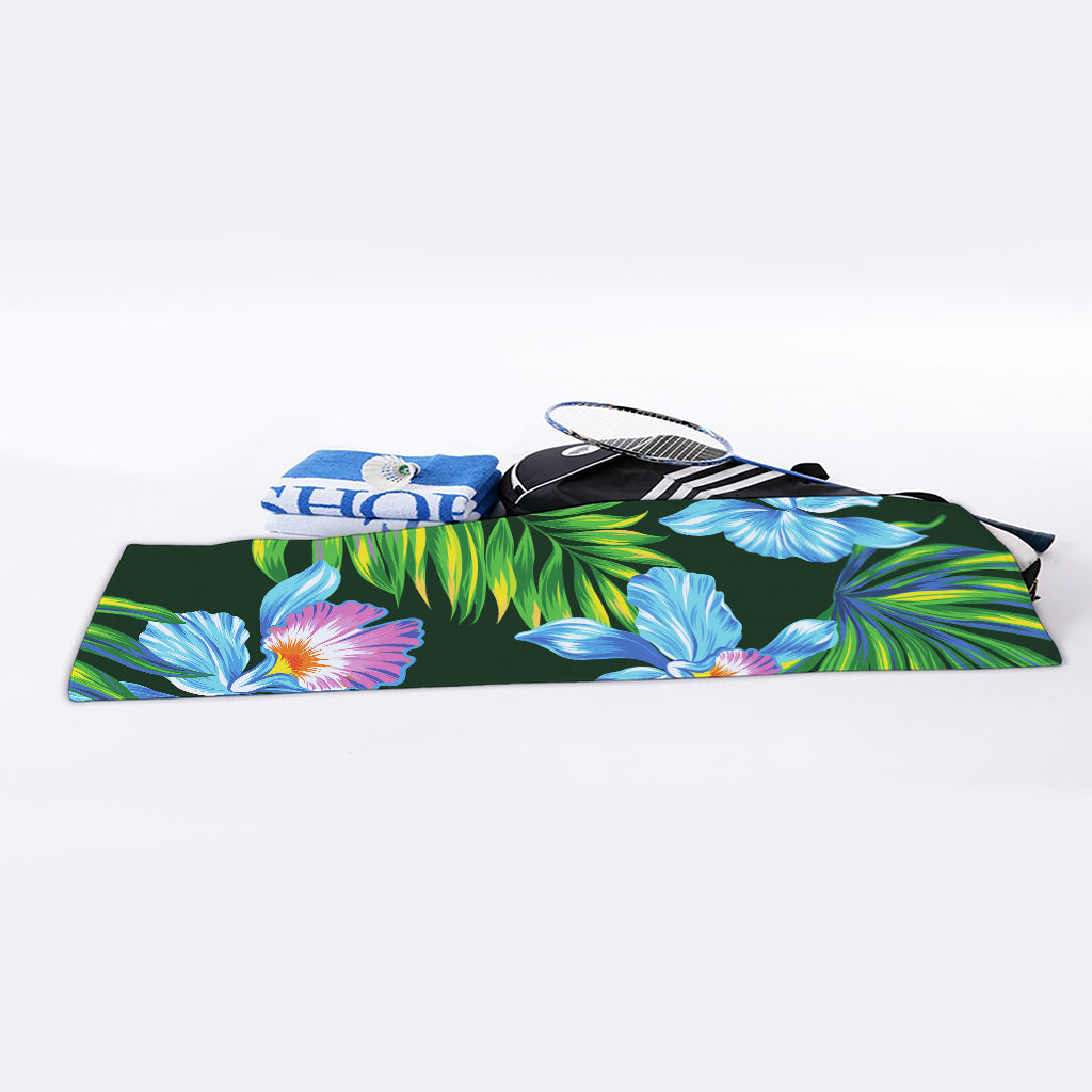 Tropical Orchid Flower Pattern Print Sports Towel