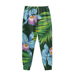 Tropical Orchid Flower Pattern Print Sweatpants