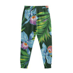 Tropical Orchid Flower Pattern Print Sweatpants