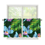 Tropical Orchid Flower Pattern Print Tier Curtains