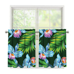Tropical Orchid Flower Pattern Print Tier Curtains