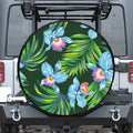 Tropical Orchid Flower Pattern Print Tire Cover