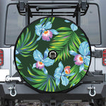 Tropical Orchid Flower Pattern Print Tire Cover With Camera Hole