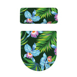 Tropical Orchid Flower Pattern Print Toilet Lid And Tank Cover Set
