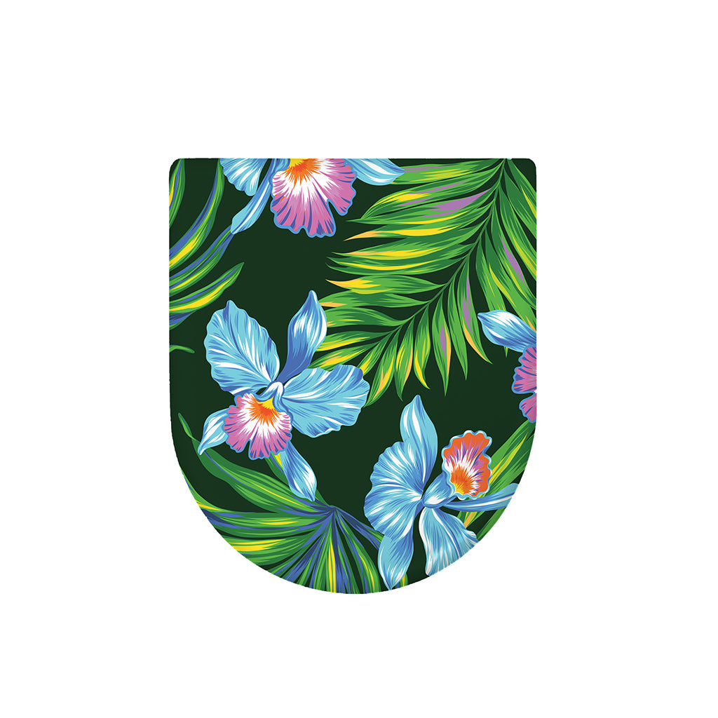 Tropical Orchid Flower Pattern Print Toilet Lid Cover