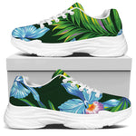 Tropical Orchid Flower Pattern Print White Chunky Shoes