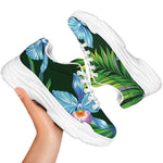 Tropical Orchid Flower Pattern Print White Chunky Shoes