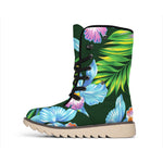 Tropical Orchid Flower Pattern Print Winter Boots