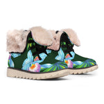 Tropical Orchid Flower Pattern Print Winter Boots