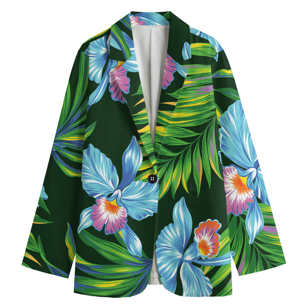 Tropical Orchid Flower Pattern Print Women's Blazer