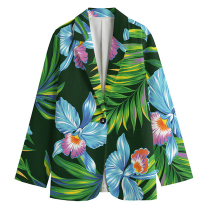 Tropical Orchid Flower Pattern Print Women's Blazer