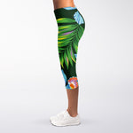 Tropical Orchid Flower Pattern Print Women's Capri Leggings