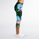 Tropical Orchid Flower Pattern Print Women's Capri Leggings