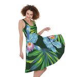 Tropical Orchid Flower Pattern Print Women's Sleeveless Dress