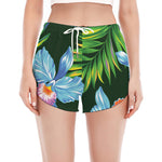 Tropical Orchid Flower Pattern Print Women's Split Running Shorts