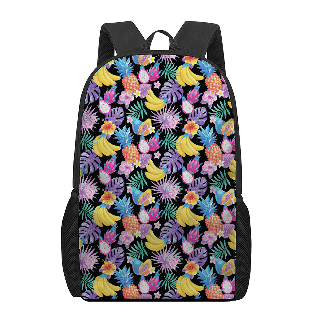 Tropical Palm And Hawaiian Fruits Print 17 Inch Backpack