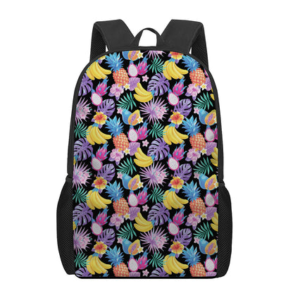Tropical Palm And Hawaiian Fruits Print 17 Inch Backpack
