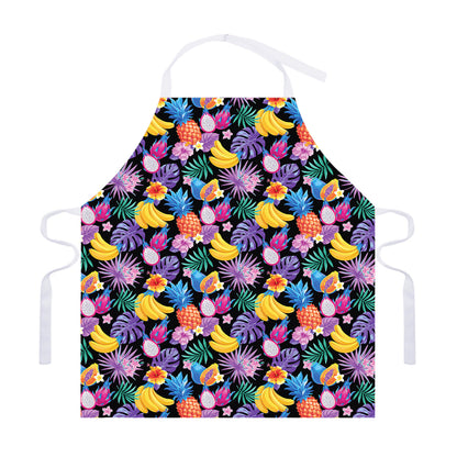 Tropical Palm And Hawaiian Fruits Print Adjustable Apron