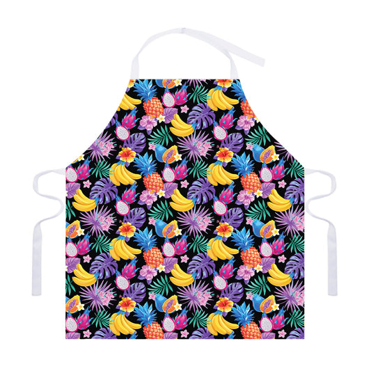 Tropical Palm And Hawaiian Fruits Print Adjustable Apron