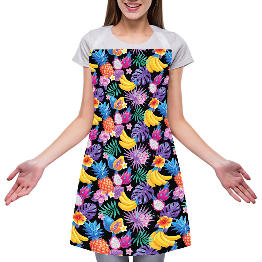 Tropical Palm And Hawaiian Fruits Print Adjustable Apron