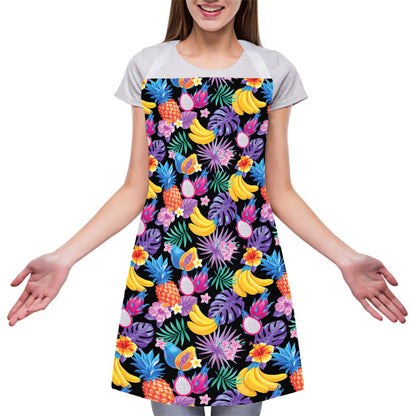 Tropical Palm And Hawaiian Fruits Print Adjustable Apron