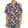 Tropical Palm And Hawaiian Fruits Print Aloha Shirt