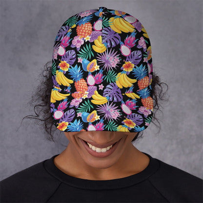Tropical Palm And Hawaiian Fruits Print Baseball Cap
