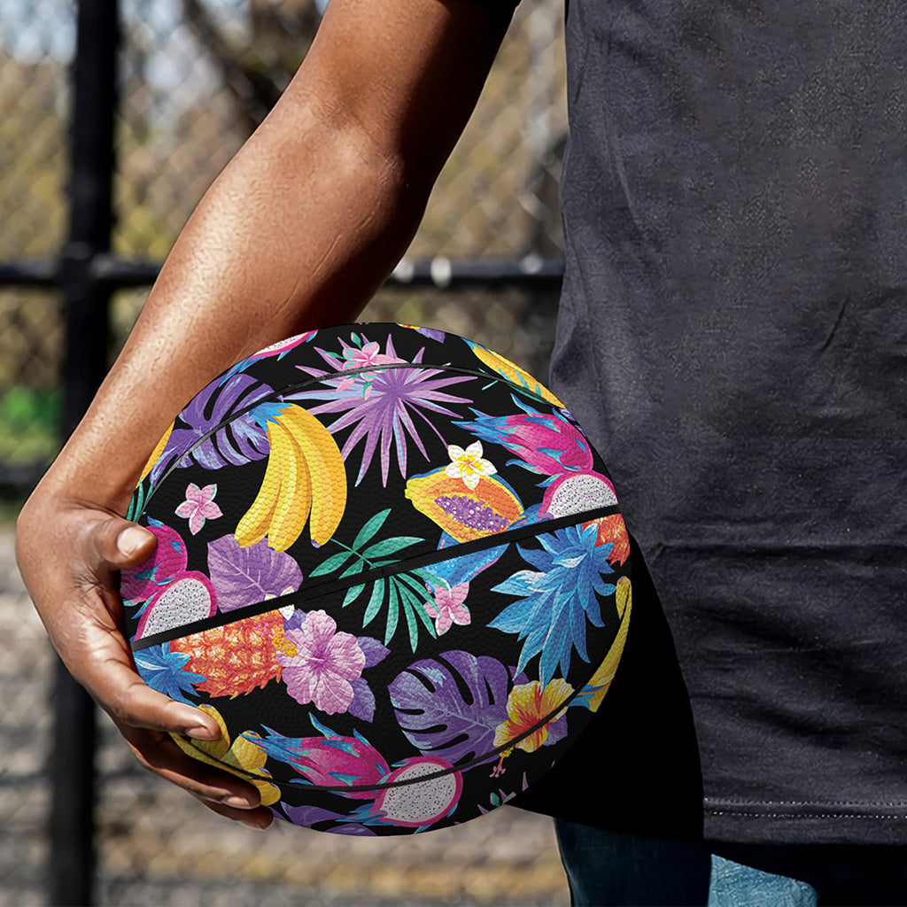 Tropical Palm And Hawaiian Fruits Print Basketball