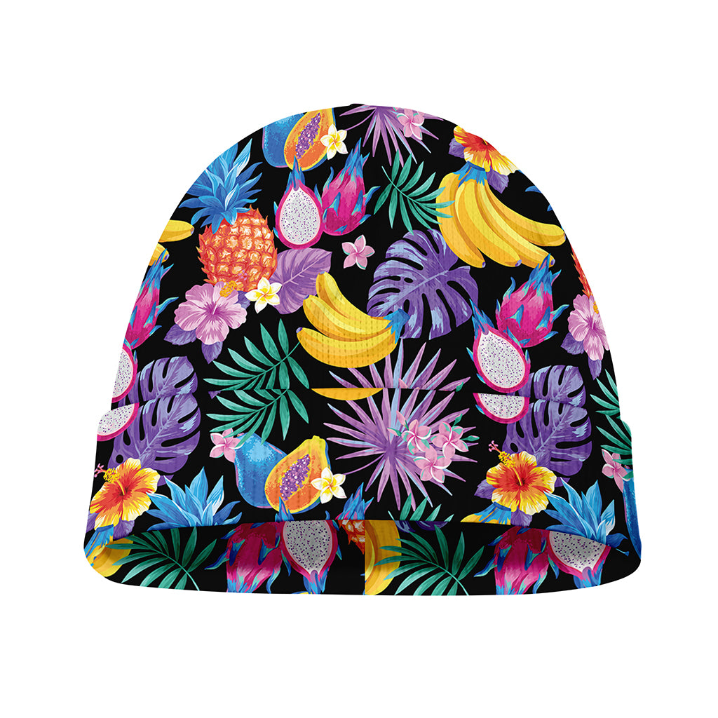 Tropical Palm And Hawaiian Fruits Print Beanie