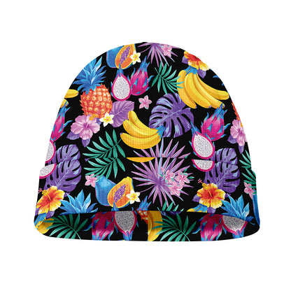 Tropical Palm And Hawaiian Fruits Print Beanie