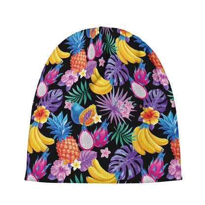 Tropical Palm And Hawaiian Fruits Print Beanie
