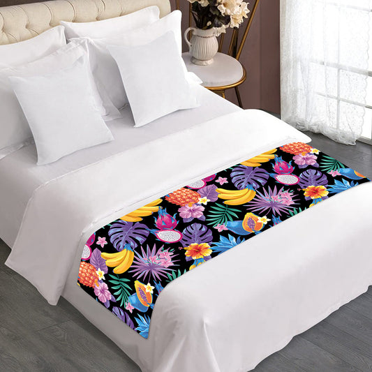 Tropical Palm And Hawaiian Fruits Print Bed Runner