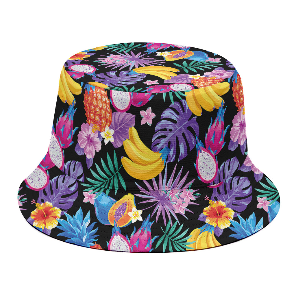Tropical Palm And Hawaiian Fruits Print Bucket Hat