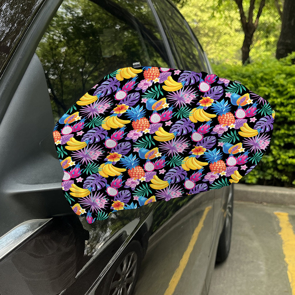 Tropical Palm And Hawaiian Fruits Print Car Side Mirror Covers